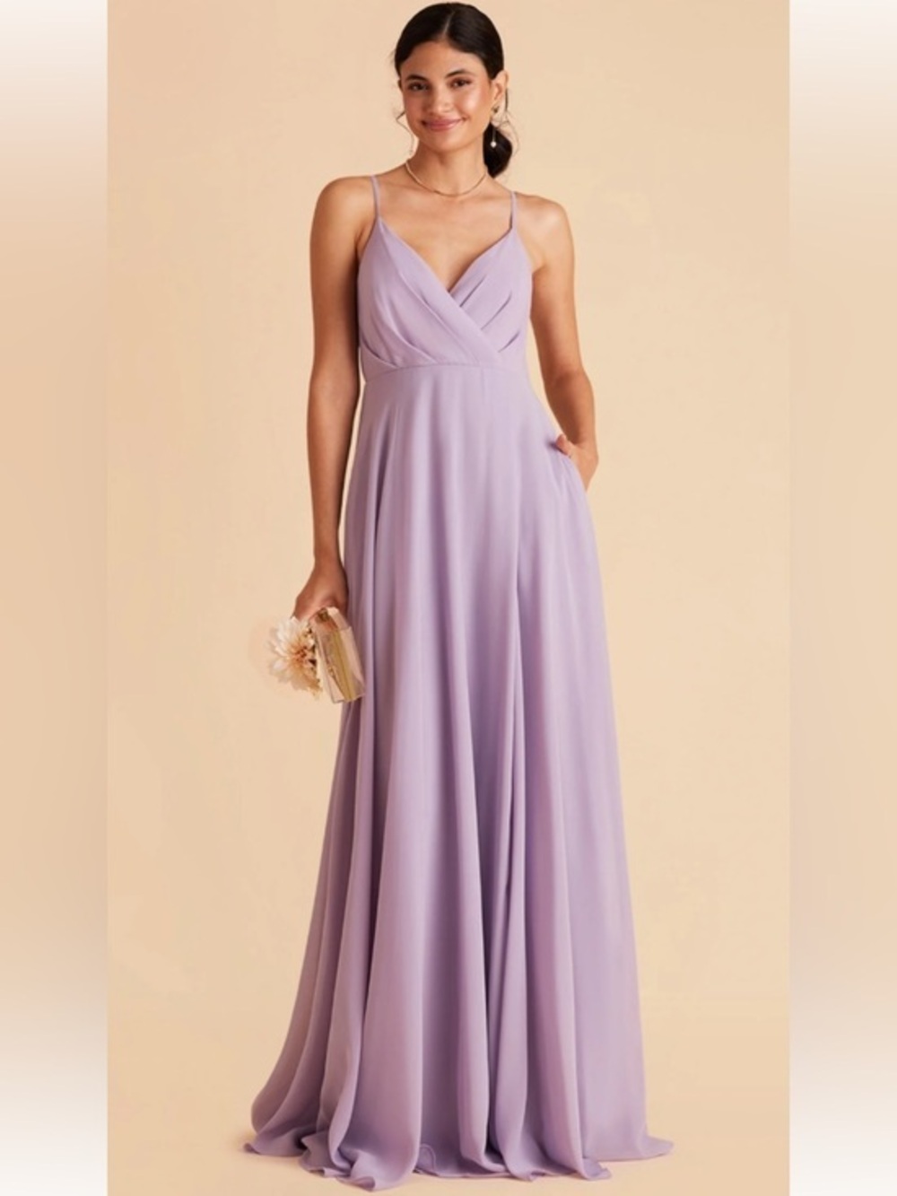 NWT Lulu's Soft Lilac Spaghetti-Strap Formal Maxi Gown Dress